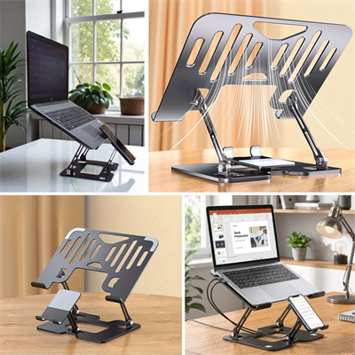 2’si 1 Arada Laptop Ve Telefon Standı – Alümetal Ayarlanabilir,katlanabilir,ergonomik Yükseltici Bx40