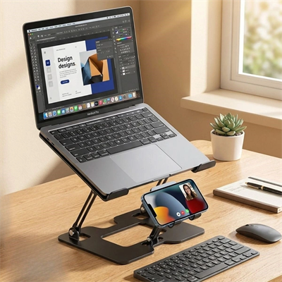 2’si 1 Arada Laptop Ve Telefon Standı – Alümetal Ayarlanabilir,katlanabilir,ergonomik Yükseltici Bx40