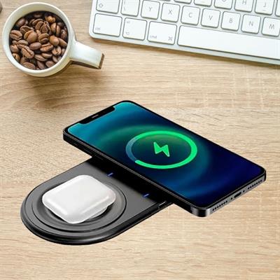 2si 1arada Kablosuz Saat,Kulaklık ve Telefon Hızlı Şarj Etme Aparatı (3936)