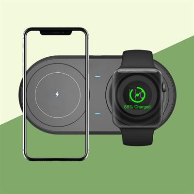 2si 1arada Kablosuz Saat,Kulaklık ve Telefon Hızlı Şarj Etme Aparatı (3936)