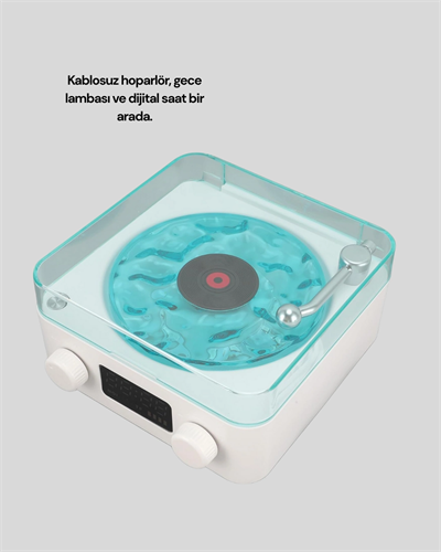 3-1 Kablosuz Bluetooth Hoparlör – Gece Lambalı, Saatli, Retro Tasarım