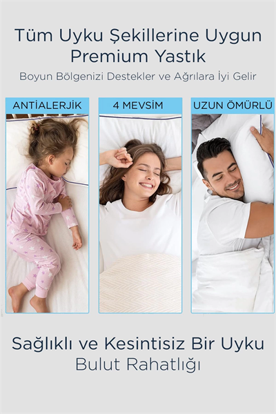 3 Adet 50x70cm Nano Jel Lüks Yastık | 1200gr Anti-alerjik Pamuklu Yastık Seti 3lü