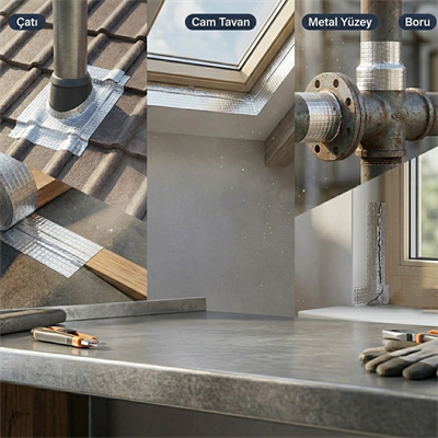 3 Adet 96mmx2mt Su Sızdırmaz Folyo Bant Çatı-cam Tavan-metal Yüzey-pencere - Boru Vb. Bx40