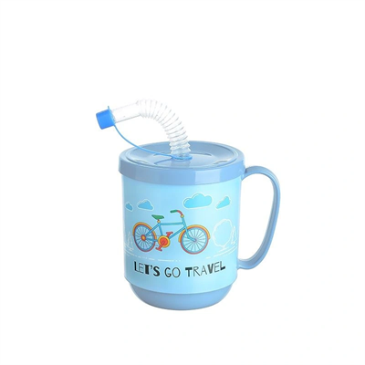 3 Adet Pipetli Çocuk Içecek Bardağı Desenli Bardak 350ml