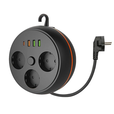 3 Adet Soket,3 Adet Usb Ve 1 Adet Type-c Girişli Termal Akım Korumalı Makaralı Priz 3395 Bx40
