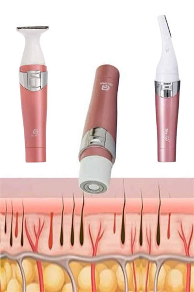 3 Başlıklı Kıl Tüy Temizleyici Epilasyon Aleti Tüm Cilt Tiplerine Uygun