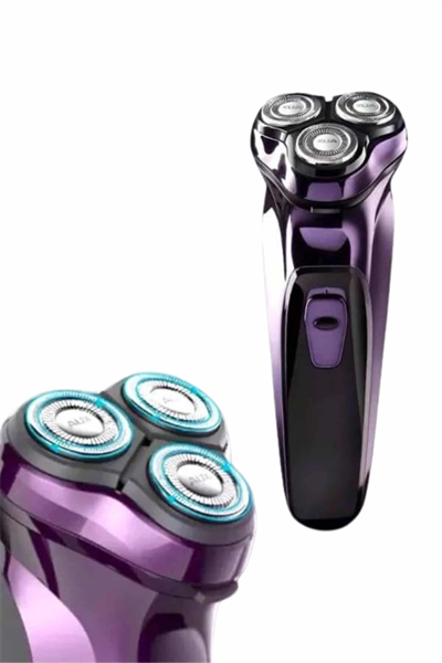 3 Bıçaklı Döner Başlıklı Sakal Sıfır Alma Tıraş Makinesi Profesyonel Paslanmaz Çelik