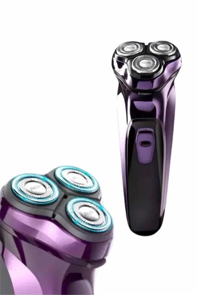 3 Bıçaklı Döner Başlıklı Sakal Sıfır Alma Tıraş Makinesi Profesyonel Paslanmaz Çelik