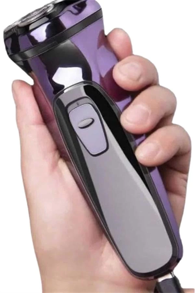 3 Bıçaklı Döner Başlıklı Sakal Sıfır Alma Tıraş Makinesi Profesyonel Paslanmaz Çelik