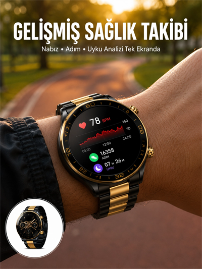 3 Bileklikli Amoled Akıllı Saat Bluetooth Çağrı ve Sağlık Takipli Yeni Nesil