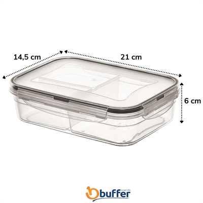 3 Bölmeli Kilitli Kapaklı 1 Litre Erzak Saklama Kabı Lc-510 Bx40