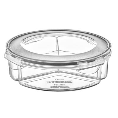 3 Bölmeli Sızdırmaz Contalı Kilitli Kapaklı 1,35 Litre yuvarlak Erzak Saklama Kabı LC-500 (3936)