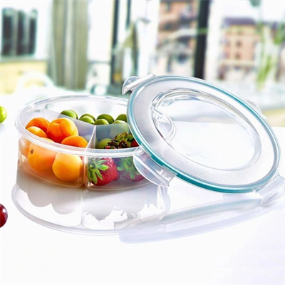 3 Bölmeli Sızdırmaz Contalı Kilitli Kapaklı 1,35 Litre Yuvarlak Erzak Saklama Kabı Lc-500 Bx40
