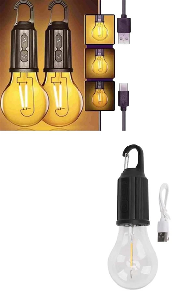 3 Farklı Mod LEDli Şarjlı Asma Kancalı Kamp Lambası Taşınabilir Ampul