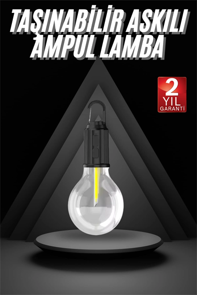 3 Farklı Mod LEDli Şarjlı Asma Kancalı Kamp Lambası Taşınabilir Ampul