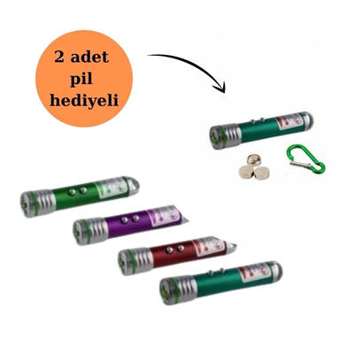 3 Fonksiyonlu Kırmızı Beyaz Işıklı Led Lazer Kedi Köpek Oyuncak Anahtarlık Bx40