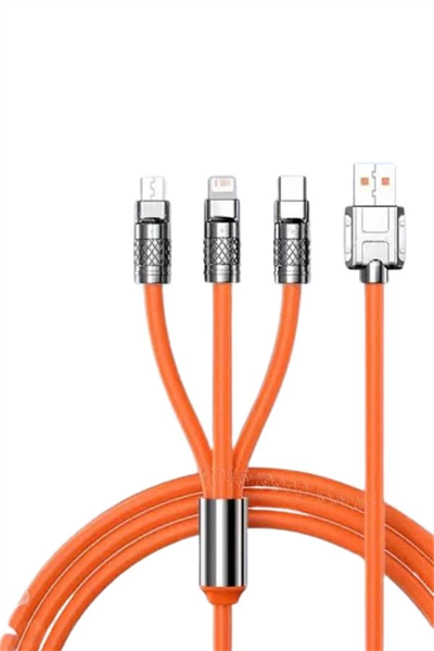 3 İn 1 Süper Hızlı Şarj Kablosu Android ve İOS Uyumlu Silikon Şarj Kablosu