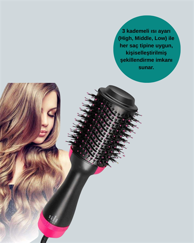 3 Isı Kademeli 1200W Saç Şekillendirme Fırçası.