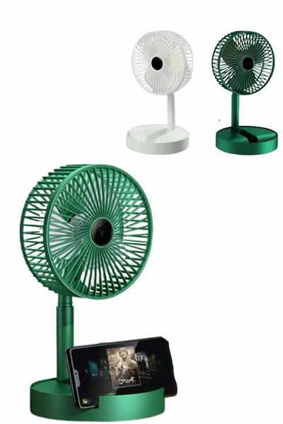 3 Kademe Hız Ayarlı Vantilatör Telefon Standlı Şarjlı Katlanabilir Soğutucu Pervane