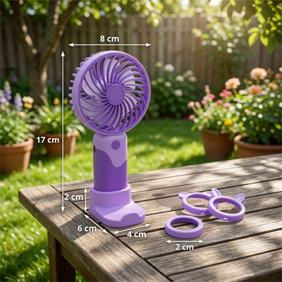 3 Kademeli Masaüstü Ve El Fanı – Telefon Tutuculu, 3 Farklı Değiştirilebilir Halka Tasarımlı Mini Fan  Mzl37a Bx40