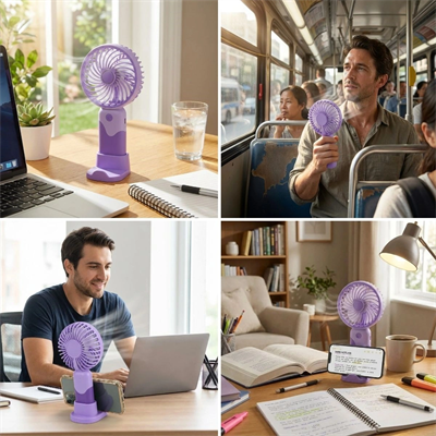 3 Kademeli Masaüstü Ve El Fanı – Telefon Tutuculu, 3 Farklı Değiştirilebilir Halka Tasarımlı Mini Fan  Mzl37a Bx40