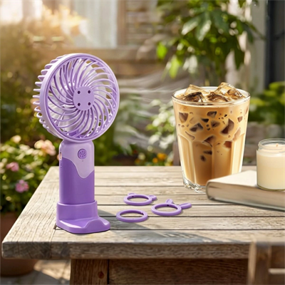 3 Kademeli Masaüstü Ve El Fanı – Telefon Tutuculu, 3 Farklı Değiştirilebilir Halka Tasarımlı Mini Fan  Mzl37a Bx40