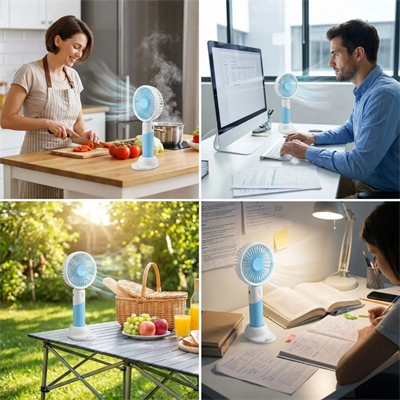 3 Kademeli Telefon Tutuculu Standlı Masaüstü Ve El Fanı – Taşınabilir Mini Vantilatör Zb100 Bx40