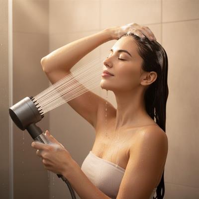 3 Kademeli Turbo Basınçlı Masaj Başlıklı Silikon Fırçalı Duş Başlığı – Yüksek Basınçlı Su Tasarruflu Duş Başlığı (3936)