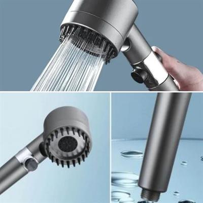3 Kademeli Turbo Basınçlı Masaj Başlıklı Silikon Fırçalı Duş Başlığı – Yüksek Basınçlı Su Tasarruflu Duş Başlığı (3936)