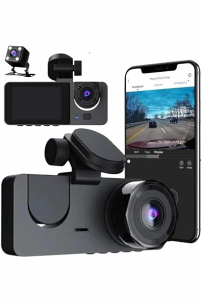 3 Kameralı 2 İnç 1080P Araç İçi Kamera Sürüş Kamerası CarPlay