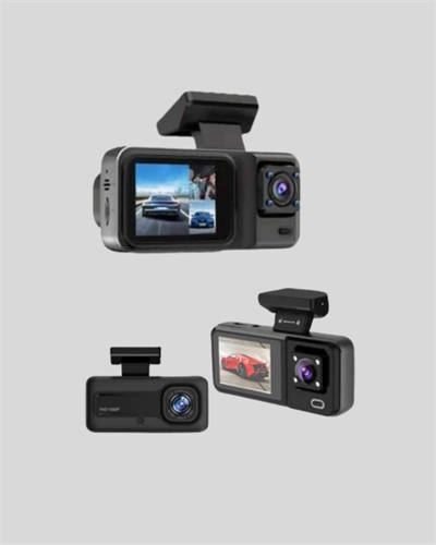 3 Kameralı Araç DVR 1080P Ön + HD Arka + İç Kamera Döngü Kayıt 2’’ Ekran