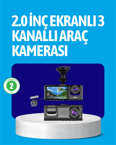 3 Kameralı Araç İçi Kayıt Cihazı  Suya ve Toza Dayanıklı Tasarım