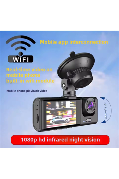 3 Kanal Araba DVR HD 1080P 3 Lensli Araç İçi KameraÜç Yönlü Kamera DVR araç kamera