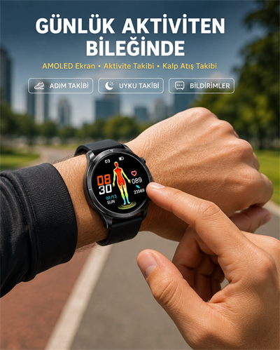 3 Kordonlu AMOLED Akıllı Saat – Sağlık Takipli