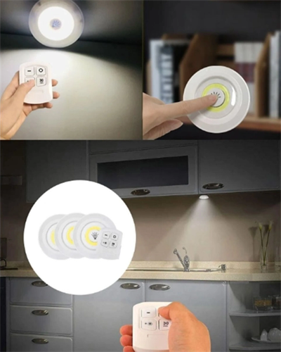 3 Lü Pilli Kablosuz Led Spot Lamba Seti Kumandalı Kolay Montaj Aydınlatma