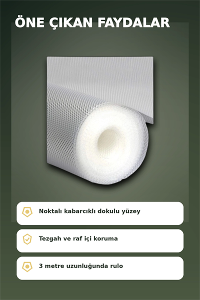 3 Metre Kalın Dokulu Şeffaf Raf Örtüsü ve Tezgah Üstü Koruyucu Çok Amaçlı Mat