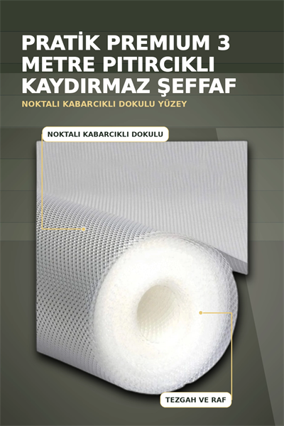 3 Metre Kalın Dokulu Şeffaf Raf Örtüsü ve Tezgah Üstü Koruyucu Çok Amaçlı Mat