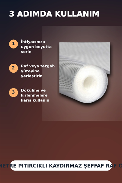 3 Metre Kalın Raf Örtüsü ve Tezgah Koruyucu Mat Şeffaf Kabarcık Dokulu Düzenleyici