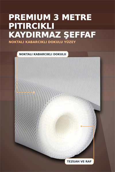3 Metre Kalın Raf Örtüsü ve Tezgah Koruyucu Mat Şeffaf Kabarcık Dokulu Düzenleyici
