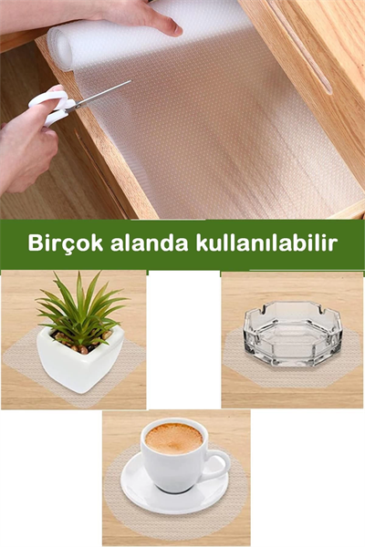 3 Metre Pvc Şeffaf Kaplama Kaydırmaz Dolap Içi Kaymaz Kaydırmaz Eva Raf Örtüsü