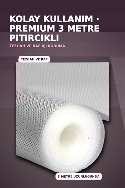 3 Metre Şeffaf Noktalı Dokulu Kalın Raf Örtüsü ve Tezgah Koruyucu Mat
