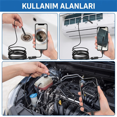 3 Metre Yılan Kamera - Android Destekli - LED Işıklı - IP67 Su Geçirmez