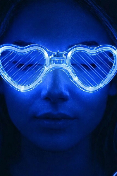 3 Modlu Mavi Led Işıklı Kalp Gözlük Glow Parti Aksesuarı 1 Adet Hafif Neon BX-313761
