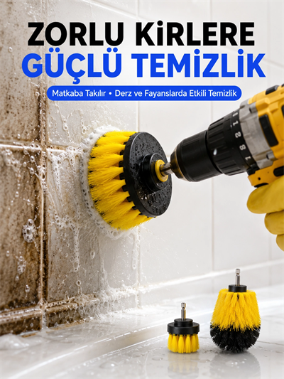 3 Parça Matkap Ucu Temizlik Fırçası Dayanıklı Naylon Kıllı