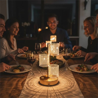 3 Parça silindirik kristal Ekose Kareli Led Masa Lambası – Gold Gövdeli, Dokunmatik, 3 Kademe Işık Ayarlı Şarjlı Dekoratif Lamba Bx40