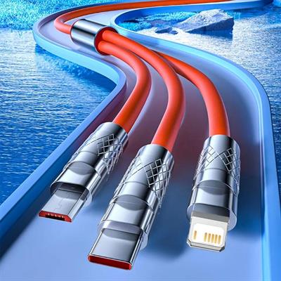 3 Şarj Aleti 1 Arada Çinko Alaşım Hızlı Şarj Kablosu Turuncu (3936)