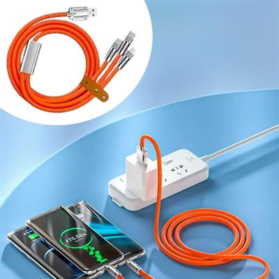 3 Şarj Aleti 1 Arada Çinko Alaşım Hızlı Şarj Kablosu Turuncu (3936)