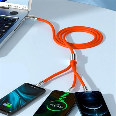 3 Şarj Aleti 1 Arada Çinko Alaşım Hızlı Şarj Kablosu Turuncu (3936)