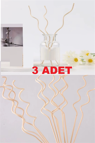 3 Tek Adet 3 Model Aromaterapi Koku Dağıtıcı Rattan Şişe Ahşap Difüzör Çubuk (spiral-yaprak-dalgalı)