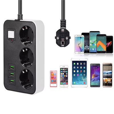3 Usb’li 3’lü 1.8 M Akım Korumalı Priz Bx40